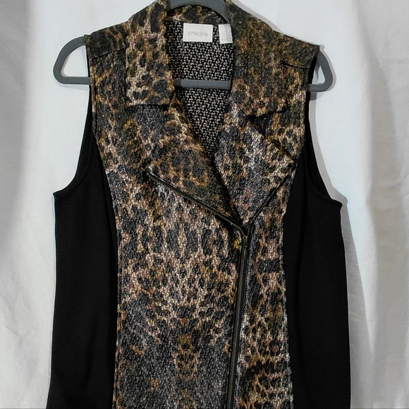 Chico's Leopard Print Zip Vest Top - Picture 2 of 15